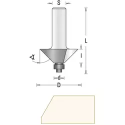 Guhdo Fasefräser HW 45° Grad mit 8mm Schaft und Kugellager